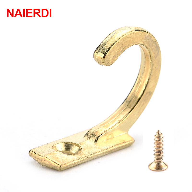 Furniture Hardware Brackets - Naierdi-小さなアンティークウォールフック,10個,湾曲したバックル,木製のジュエリーボックス用のロッククラスプフック,家具ハードウェア