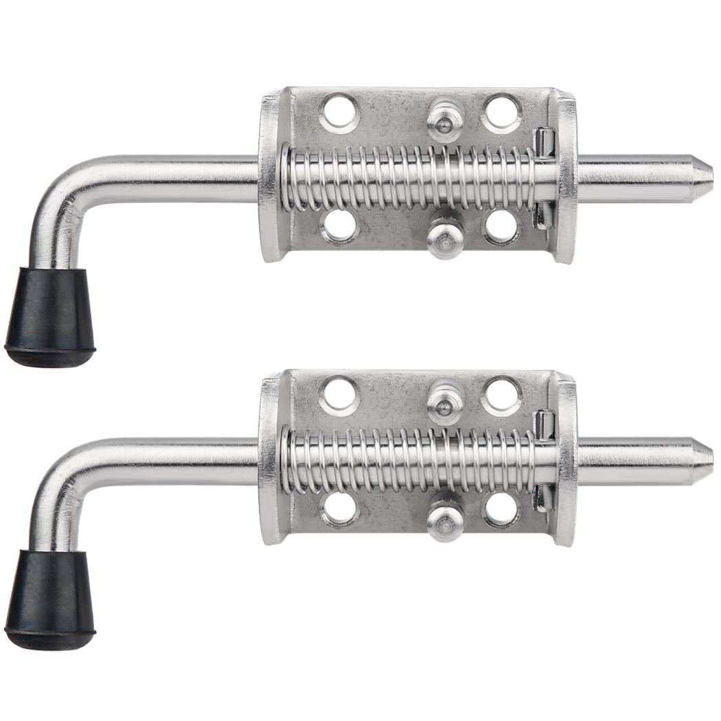 Barrel Bolt Slide - 2 個のスプリング式ラッチピンステンレス鋼 6.5 インチスライドバレルボルトドアロックヒンジセキュリティドアボルトラッチ家庭用
