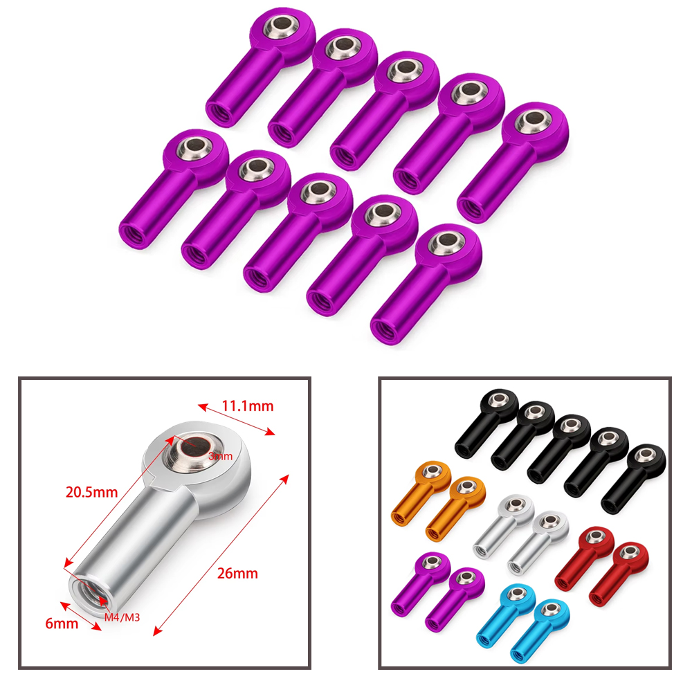 Joint Connector Bracket - メタルCW M3 M4リンクタイロッドエンドボールジョイントエンド、アキシャルSCX10 II D90 D110タミヤCC01
