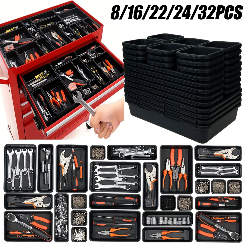 Office Furniture Hardware - 8/22/32 個ツールオーガナイザーボックストレイディバイダーセットワークベンチキャビネットビンツールチェスト引き出し組織ガレージハードウェアツールトレイ