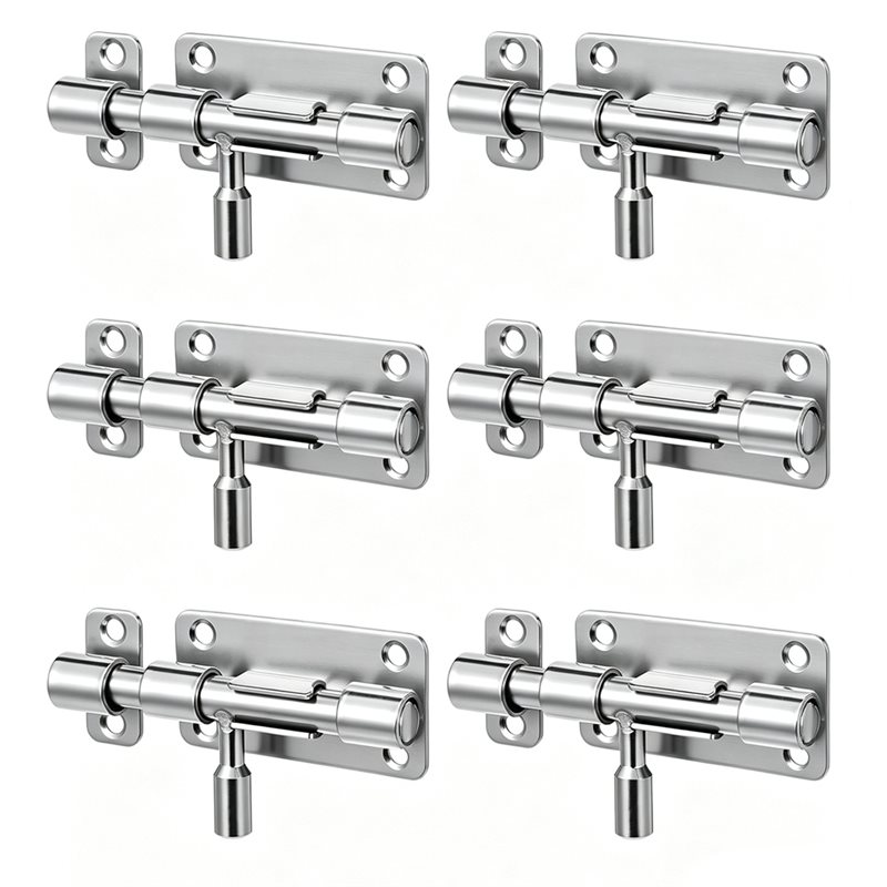 Barrel Bolt Slide - ABRU-小屋、納屋、フェンス、ガレージ用6個セット ドアラッチロック バレルボルト スライドボルト ゲートラッチ 南京錠穴付き