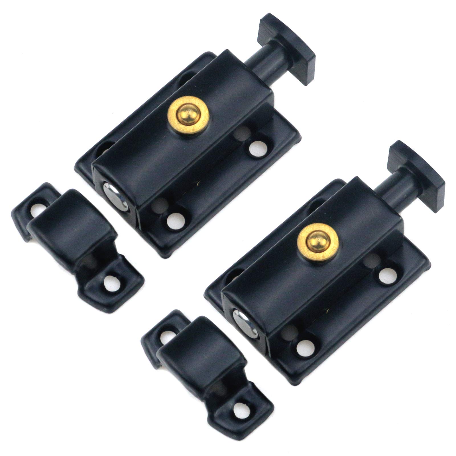 Barrel Bolt Slide - ゲートラッチ ステンレス鋼 自動スプリングスライドロック ブラック スライドロック バレルボルト