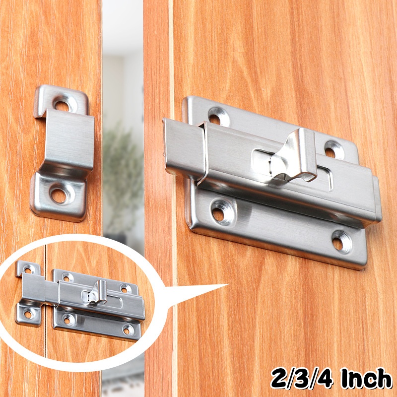 Barrel Bolt Slide - 2インチ/3インチ/4インチステンレス鋼製ドアボルト、頑丈なスライドロック表面取り付けバレルボルト、ドア＆窓用セキュリティ盗難防止ロック
