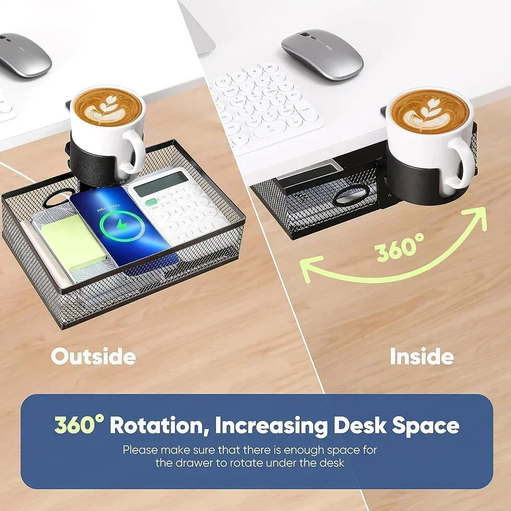 デスク下隠し収納ラック 360 °   回転デスクトップソケ - Drawer Organizer Peg のレビューと価格