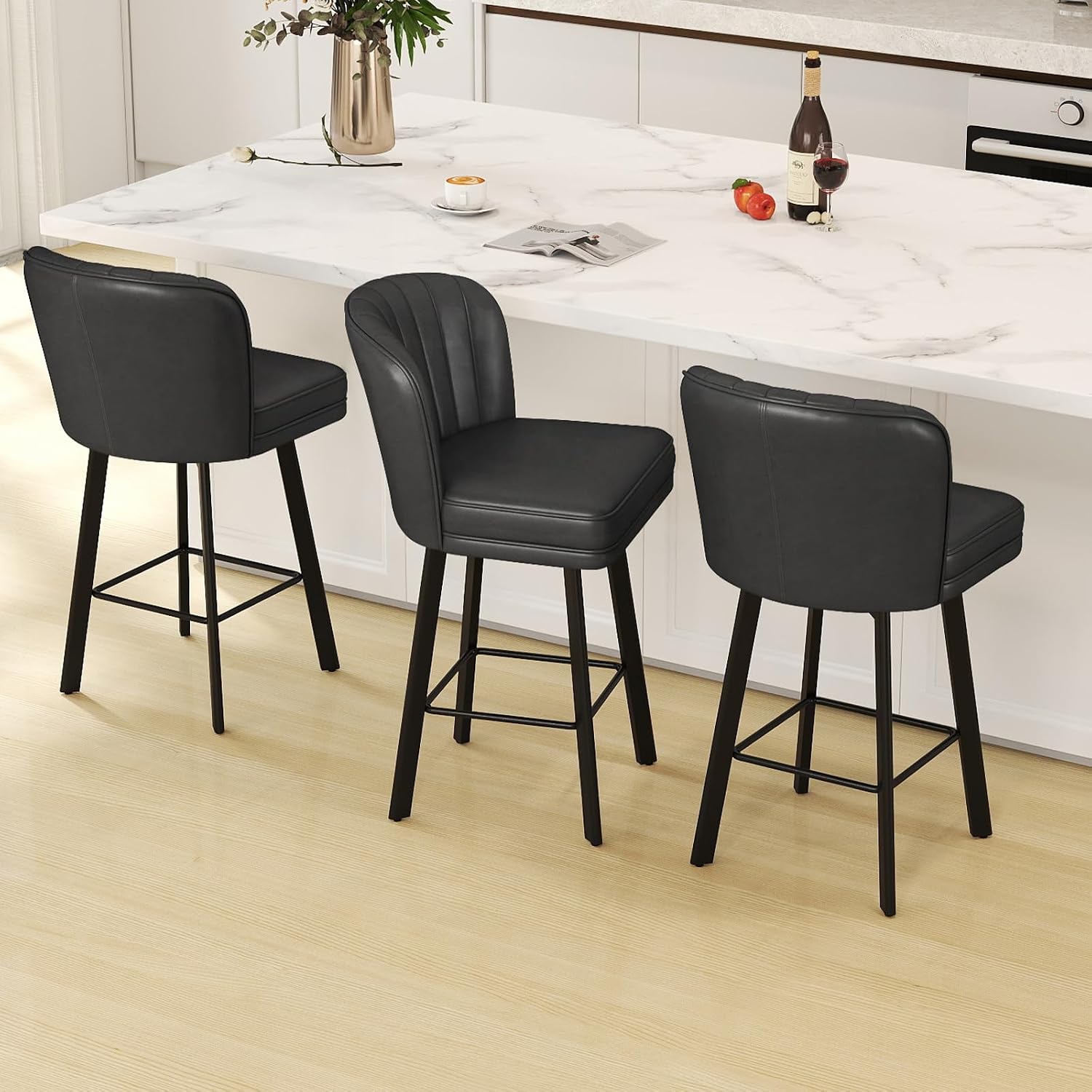 モダンな回転式カウンターハイトバースツール2脚セット、人間工 - Furniture Leg Set のレビューと価格