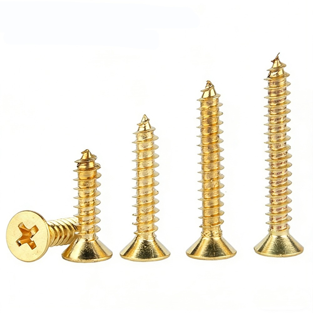 KA 2×8mm ゴールド銅メッキフィリップス平頭セルフタッ - Furniture Ka Hardware のレビューと価格