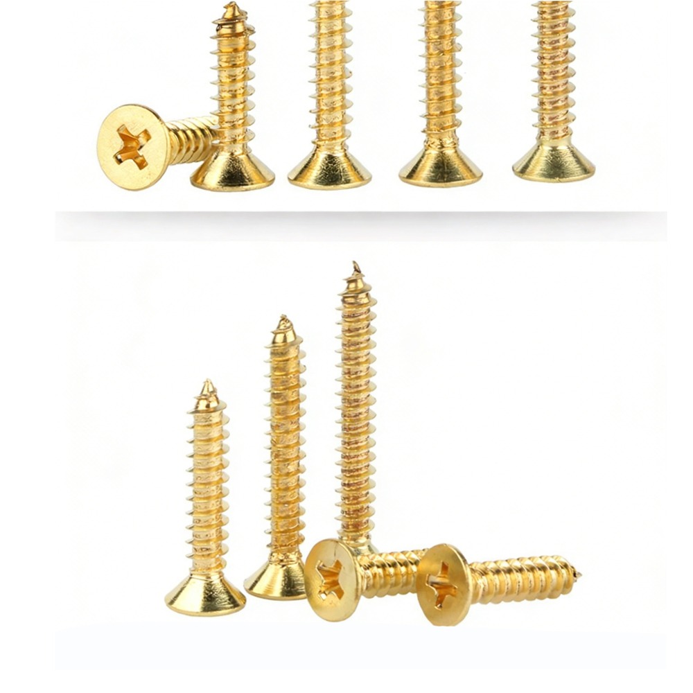 KA 2×8mm ゴールド銅メッキフィリップス平頭セルフタッ - Furniture Ka Hardware のレビューと価格