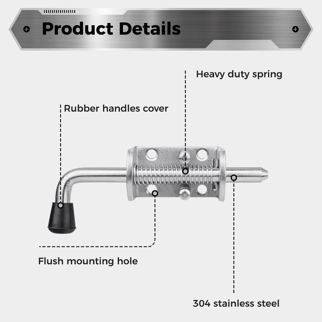 2 個のスプリング式ラッチピンステンレス鋼 6.5 インチス - Barrel Bolt Slide のレビューと価格