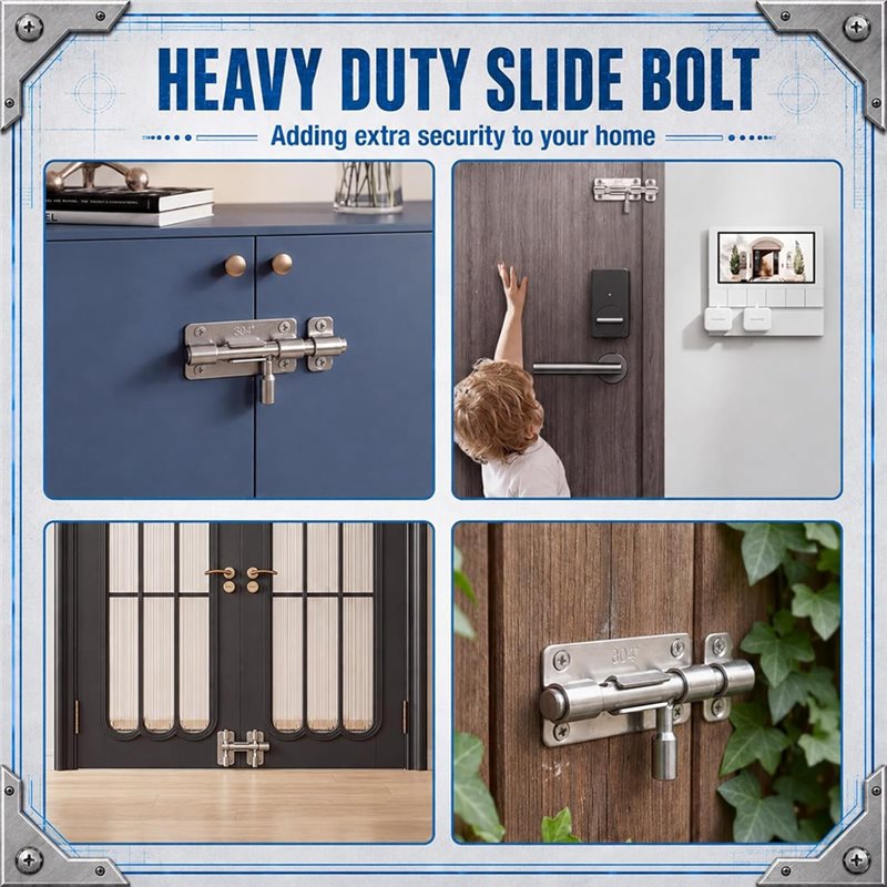ABRU-小屋、納屋、フェンス、ガレージ用6個セット ドアラ - Barrel Bolt Slide のレビューと価格